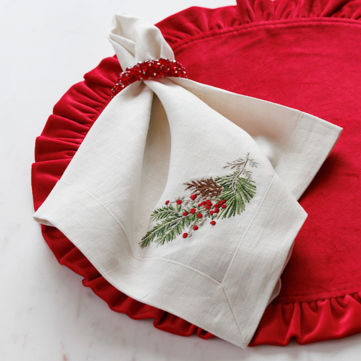 Arte Italica &amp; Crown Linen Designs - Natale Large Napkin