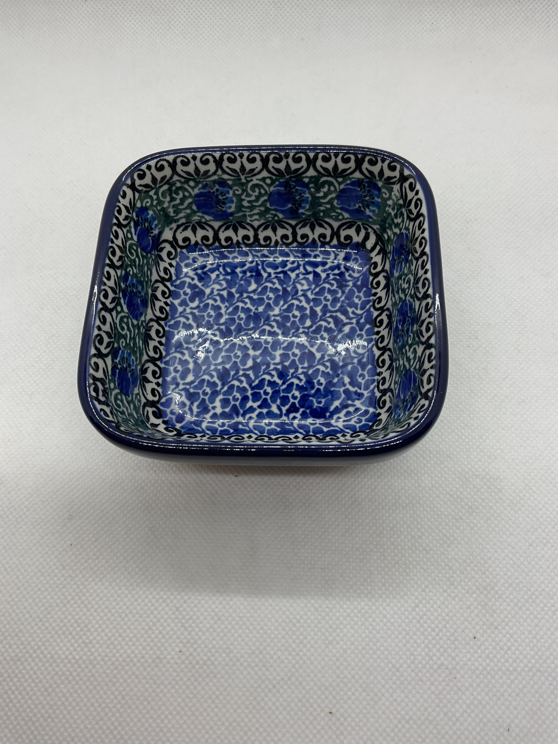 Peacock Feather Square Ramekin 4&quot;