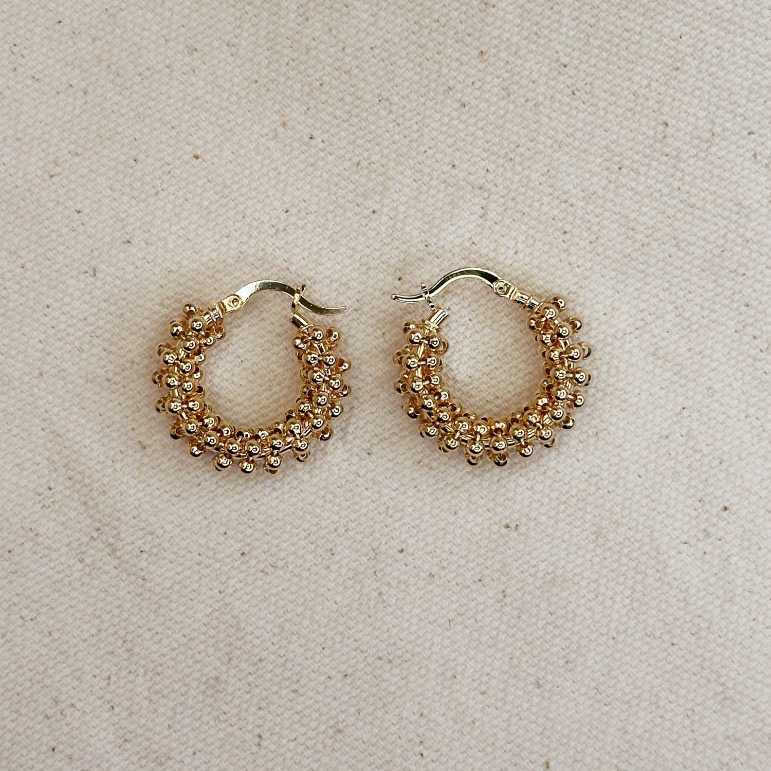 GoldFi - 18k Gold Filled Beaded Cluster Hoop Earrings