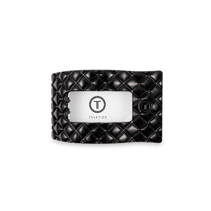 TELETIES - Flat Rectangle Hair Clip | Small | Jet Black Quilted