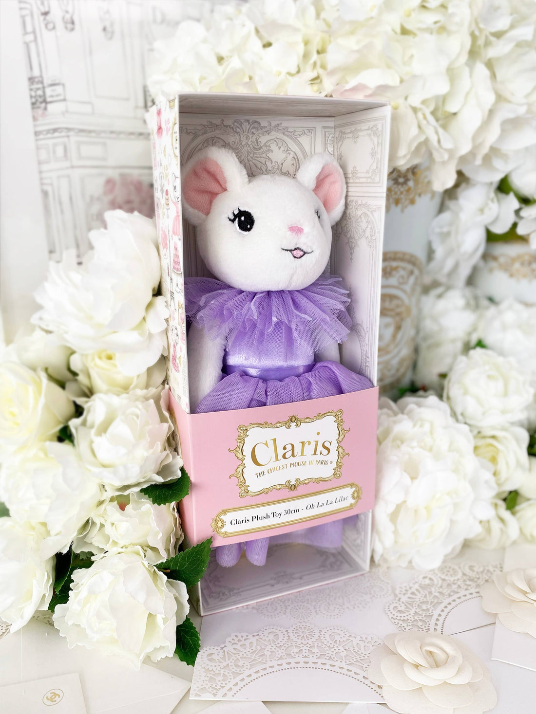 Claris The Chicest Mouse In Paris - 12&quot; Lilac Plush Toy