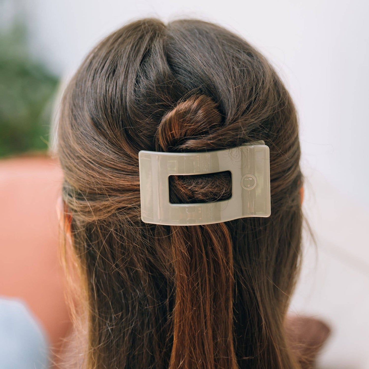 TELETIES - Flat Rectangle Hair Clip | Small | Sage It Ain&