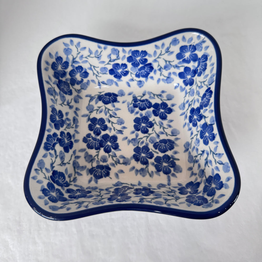 Timeless Blue Square Fluted Bowl