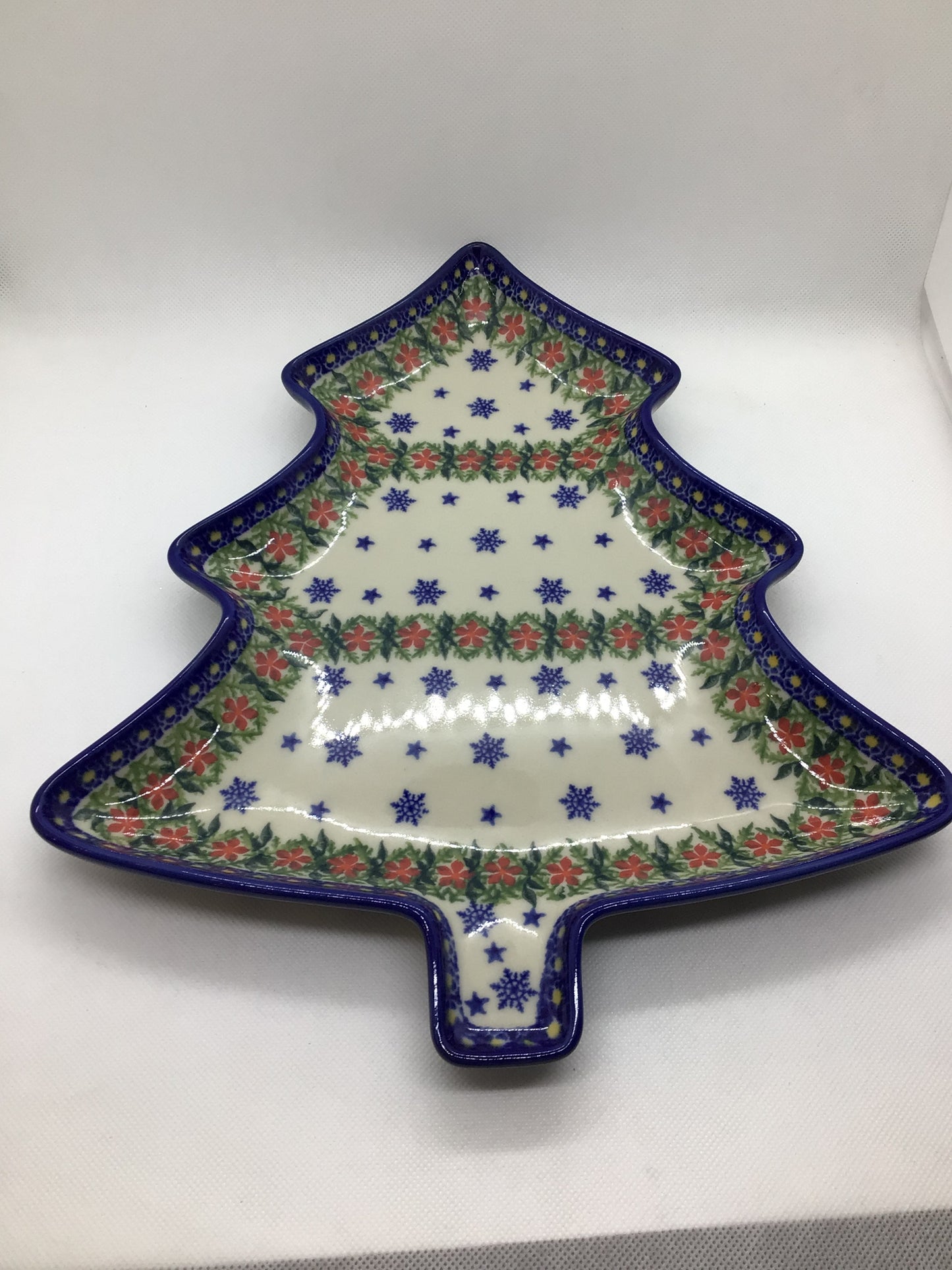 KALICH Poinsettia Christmas Tree Platter