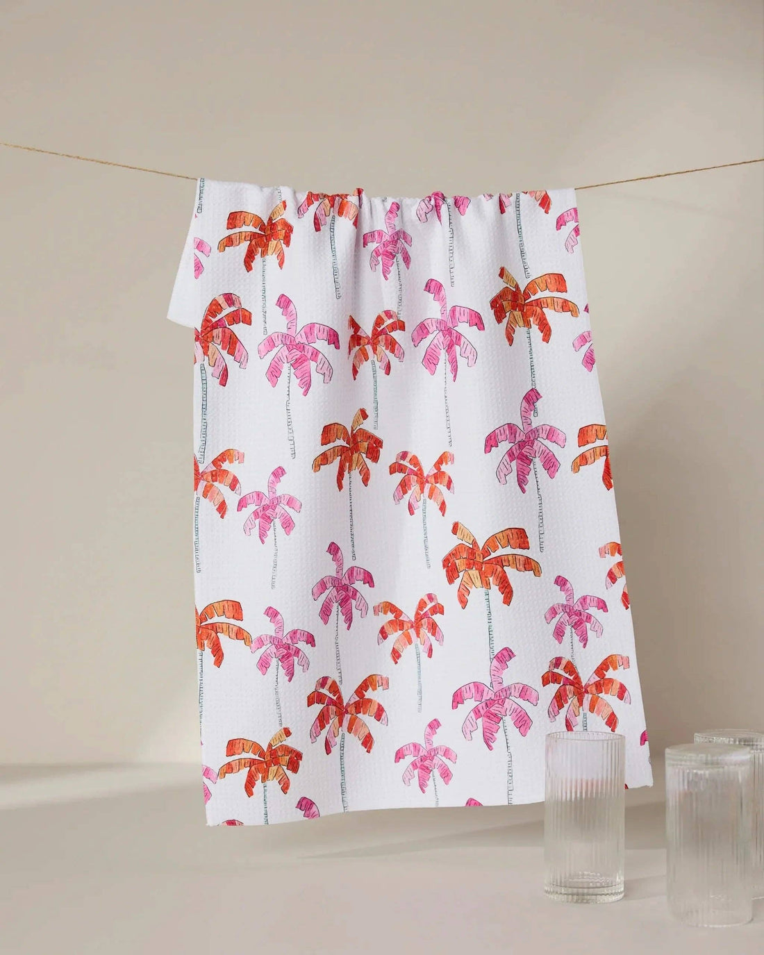 Geometry - Pink Palms Tea Towel