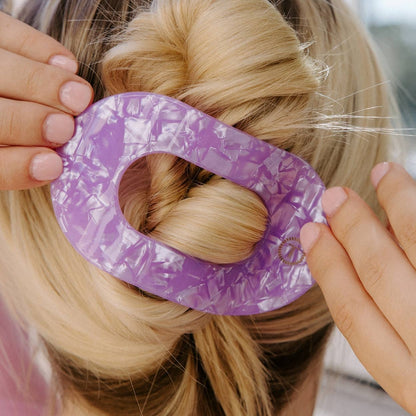 TELETIES - Flat Round Hair Clip | Large | Lavender Mist