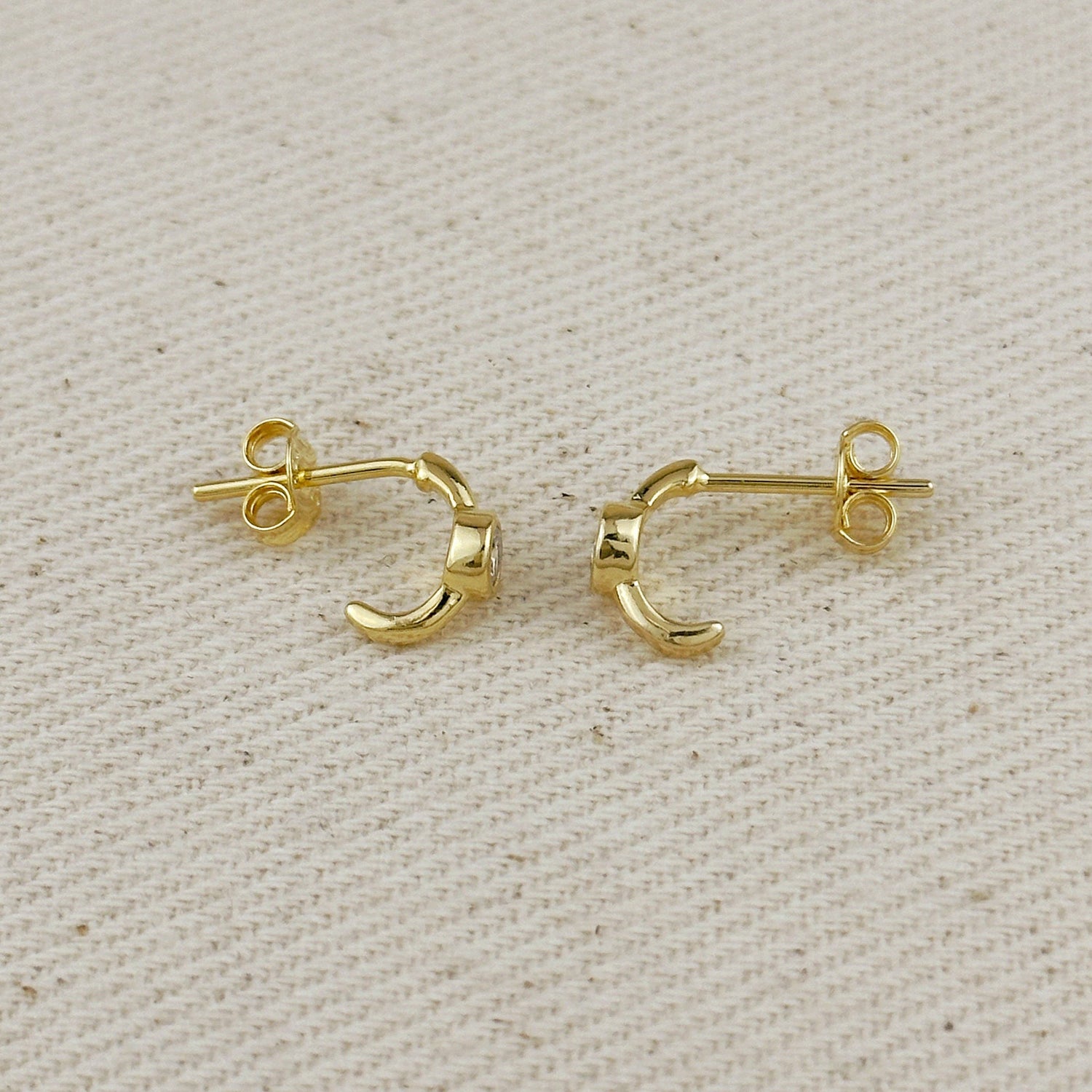 GoldFi - 18k Gold Filled Solitaire Bezel CZ  C-Hoop Earrings