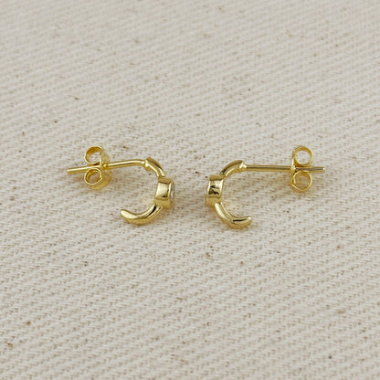 GoldFi - 18k Gold Filled Solitaire Bezel CZ  C-Hoop Earrings