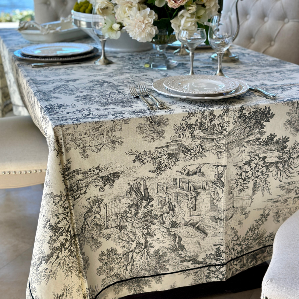 Arte Italica & Crown Linen Designs - Montefalco Toile Tablecloth - New