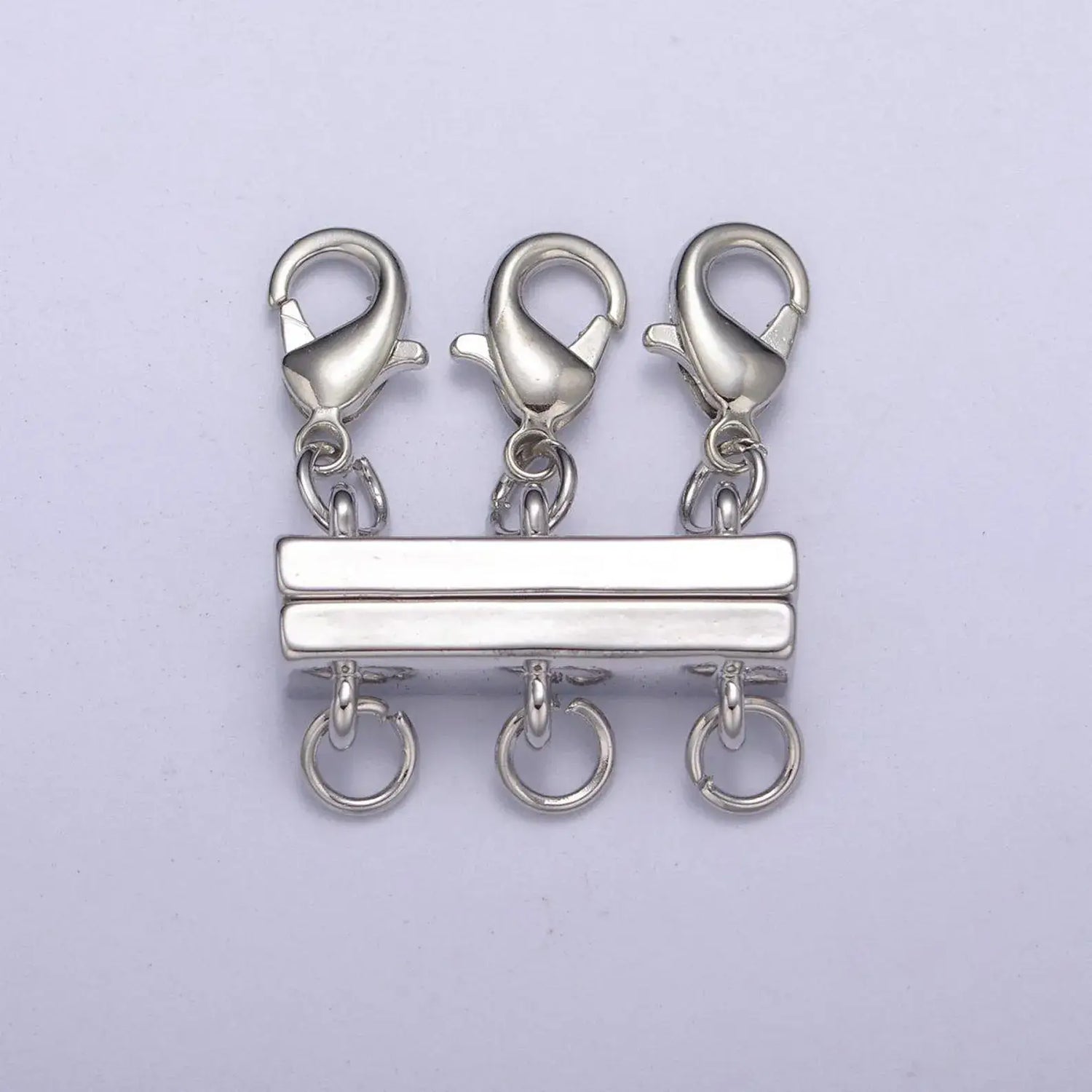 Beads Creation - Layered Necklace Detangler Clasp, Multiple Strand, CL528: 3 Layers / Silver