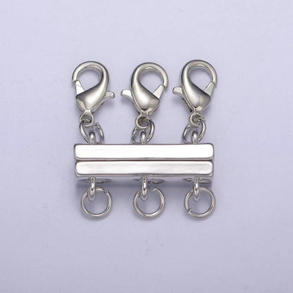 Beads Creation - Layered Necklace Detangler Clasp, Multiple Strand, CL528: 3 Layers / Silver