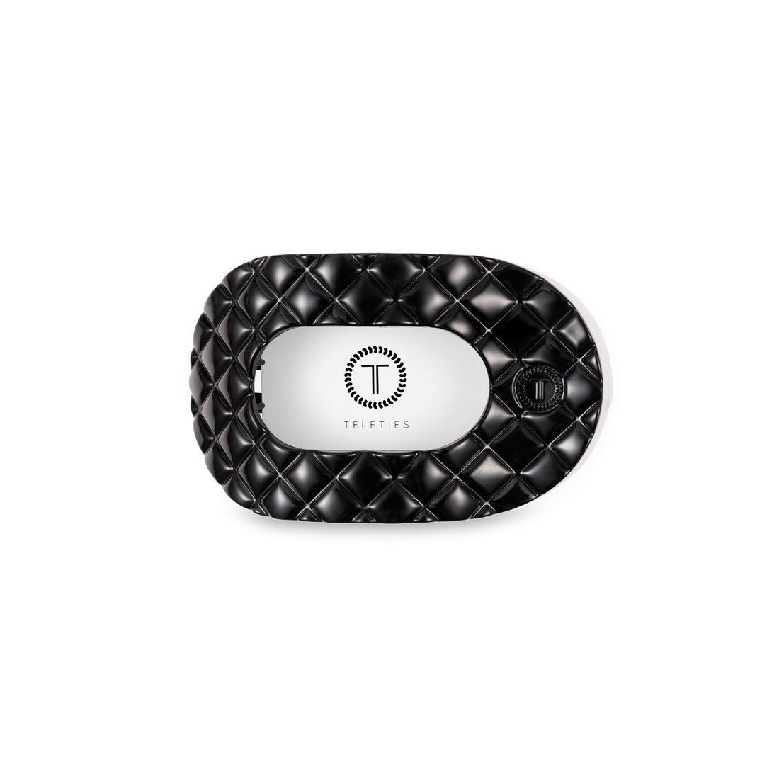 TELETIES - Flat Round Hair Clip | Small | Jet Black Quilted