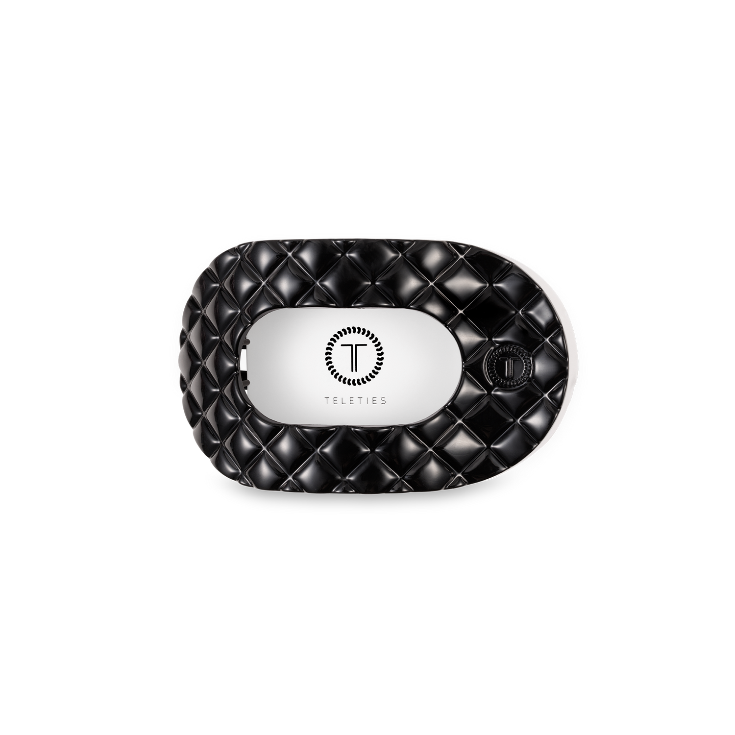 TELETIES - Flat Round Hair Clip | Small | Jet Black Quilted