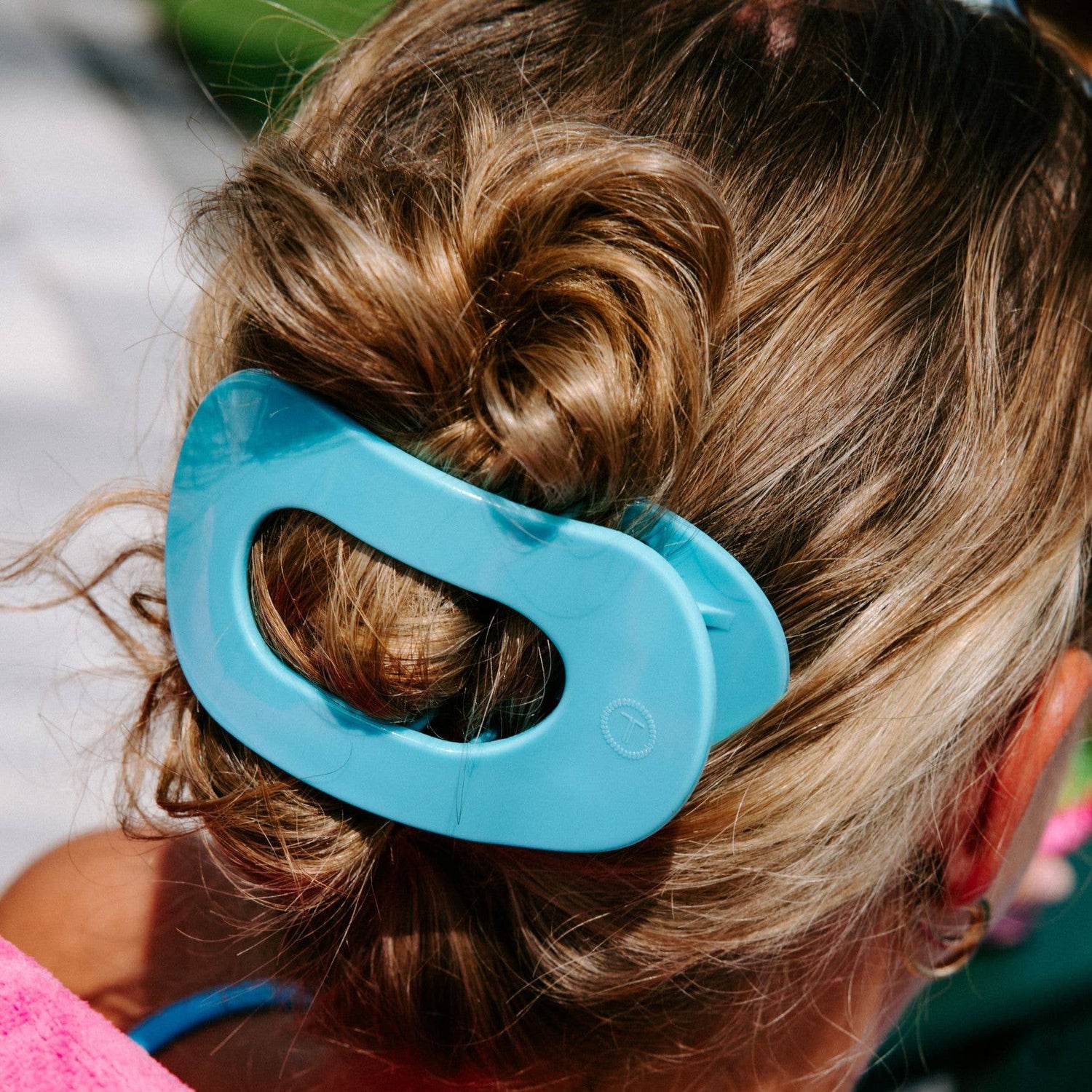 TELETIES - Flat Round Hair Clip | Large | Summer Sky