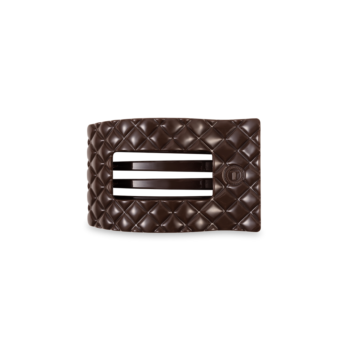 TELETIES - Flat Rectangle Hair Clip | Small | Truly Taupe Quilted
