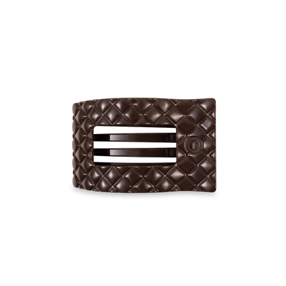 TELETIES - Flat Rectangle Hair Clip | Small | Truly Taupe Quilted