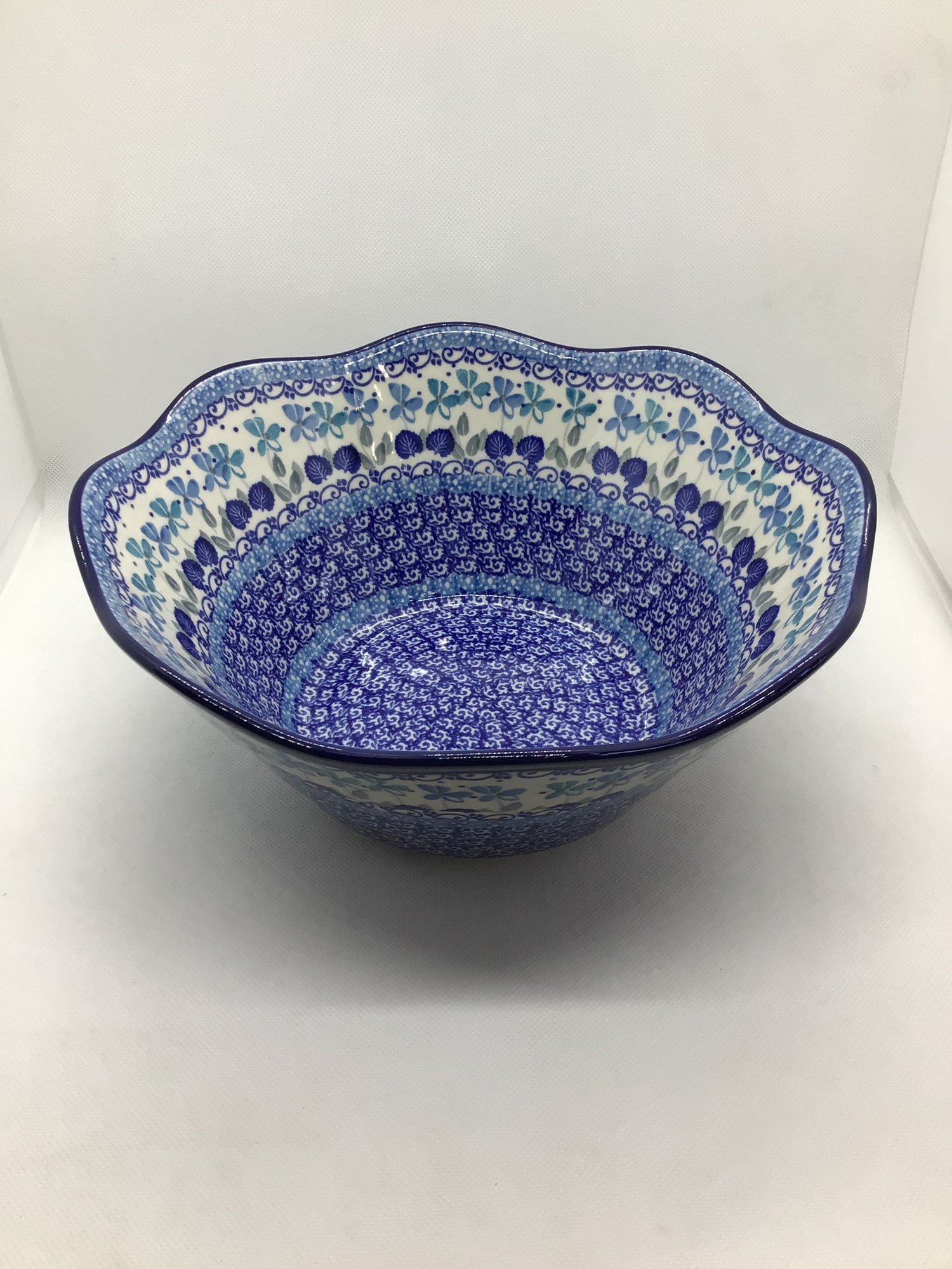 Blue Orchids Wavy Edge Bowl 10&quot;