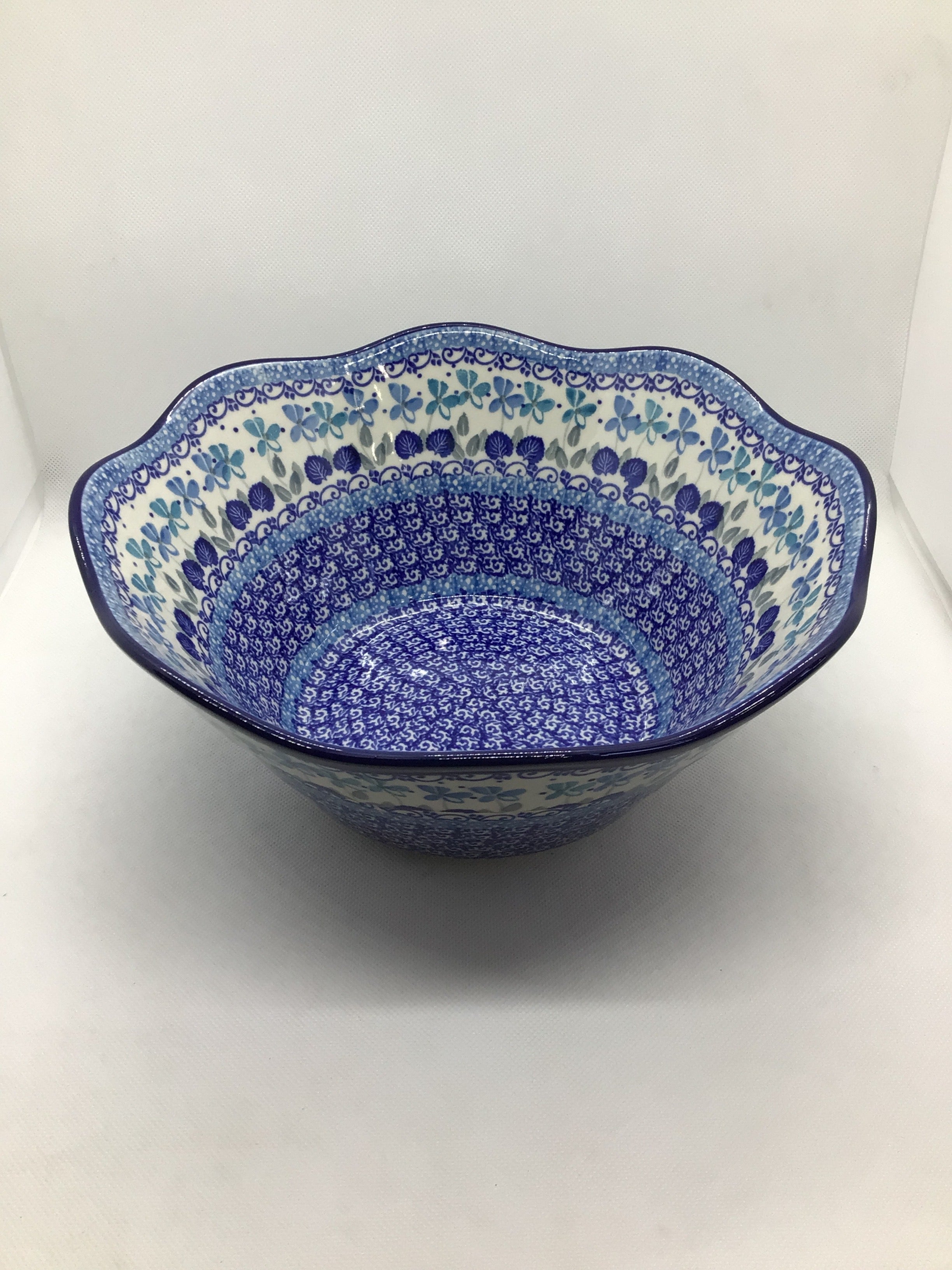 Blue Orchids Wavy Edge Bowl 10&quot;