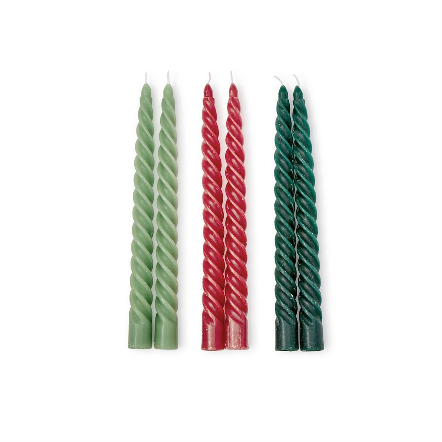 Xmas Twist Taper Candles- Set of 2