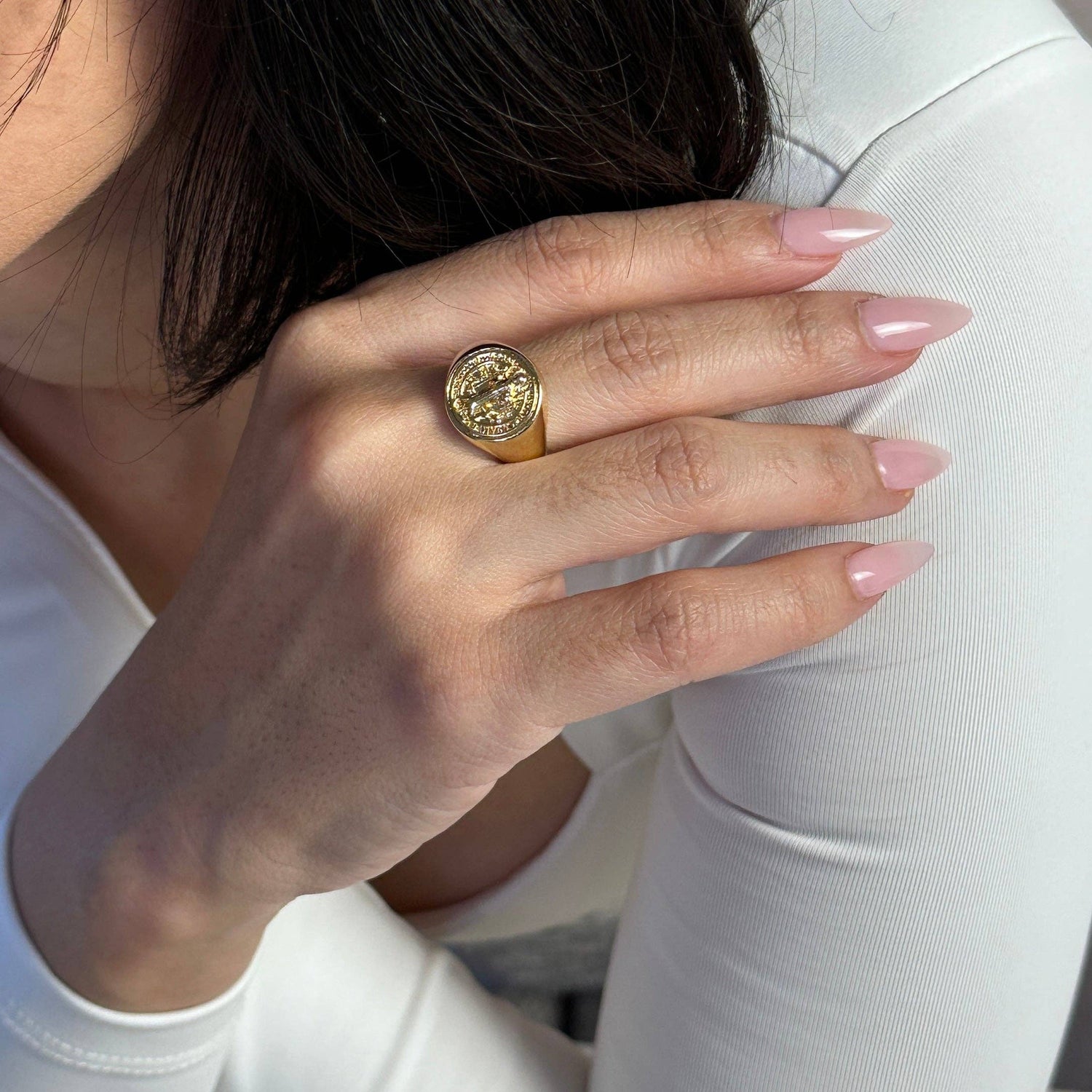 GoldFi - 18k Gold Filled Saint Benedict Signet Ring
