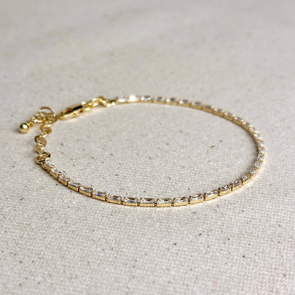 GoldFi - 18k Gold Filled 1.5mm CZ Baguette Tennis Bracelet