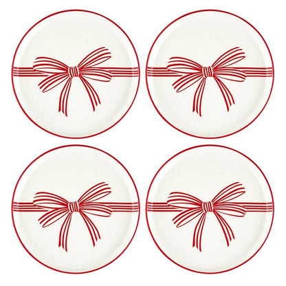 Red Bow Appetizer Plates - Holiday Love