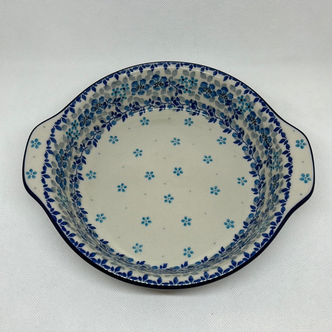 Blue Flax Round Baker w/Grips 8&quot;