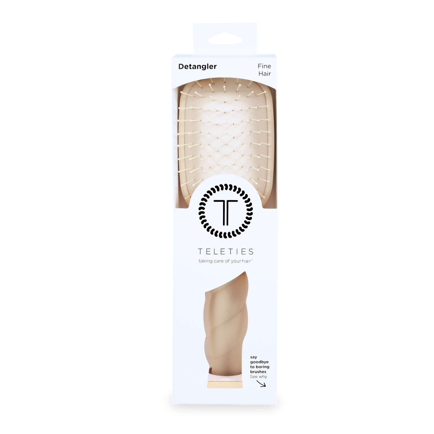 TELETIES - Detangler Hair Brush for Fine Hair - Tan