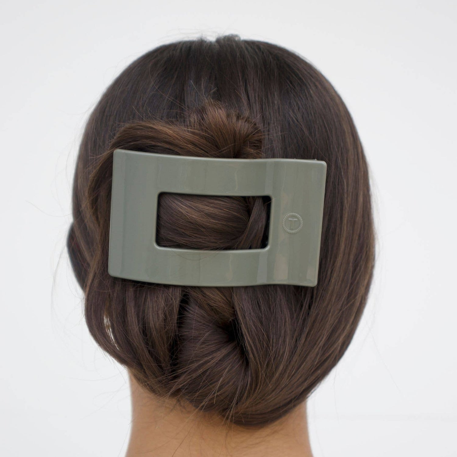 TELETIES - Flat Rectangle Hair Clip | Large | Sage It Ain&