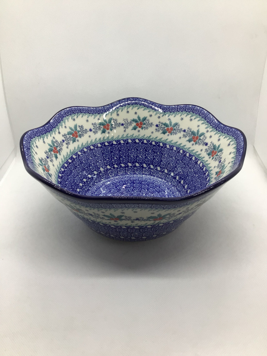 Winter Holly Wavy Edge Bowl 10&quot;