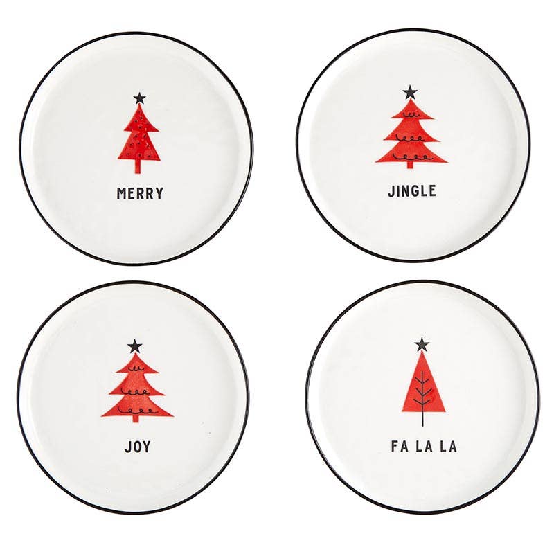 Red Holiday Appetizer Plates Set of 4
