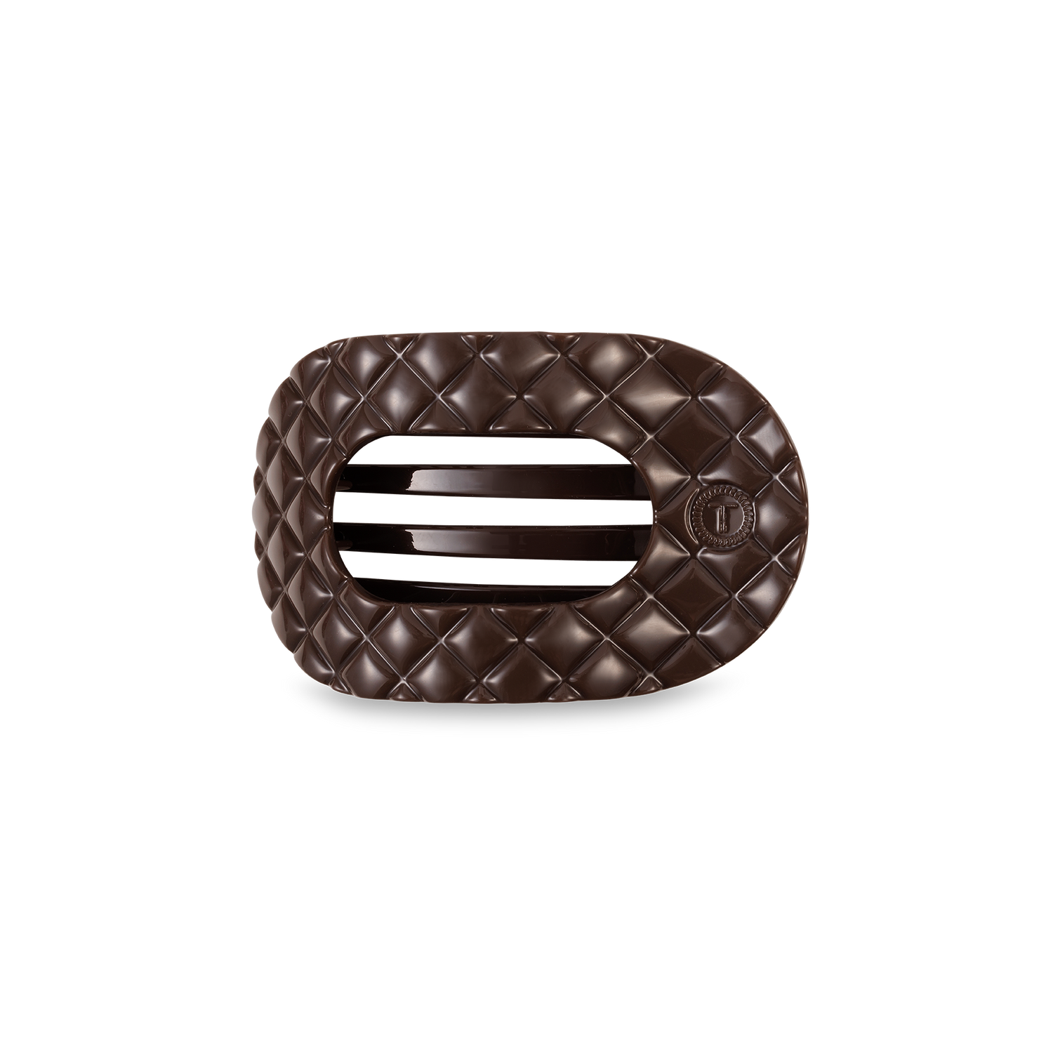 TELETIES - Flat Round Hair Clip | Small | Truly Taupe Quilted