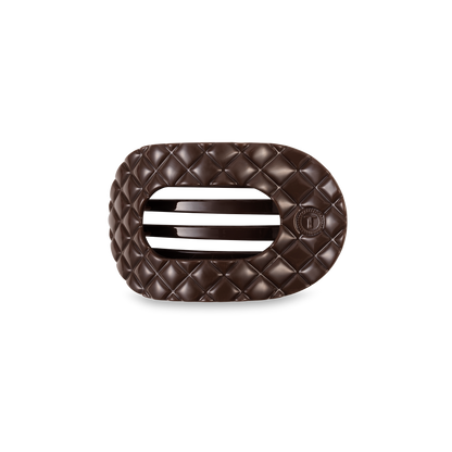 TELETIES - Flat Round Hair Clip | Small | Truly Taupe Quilted