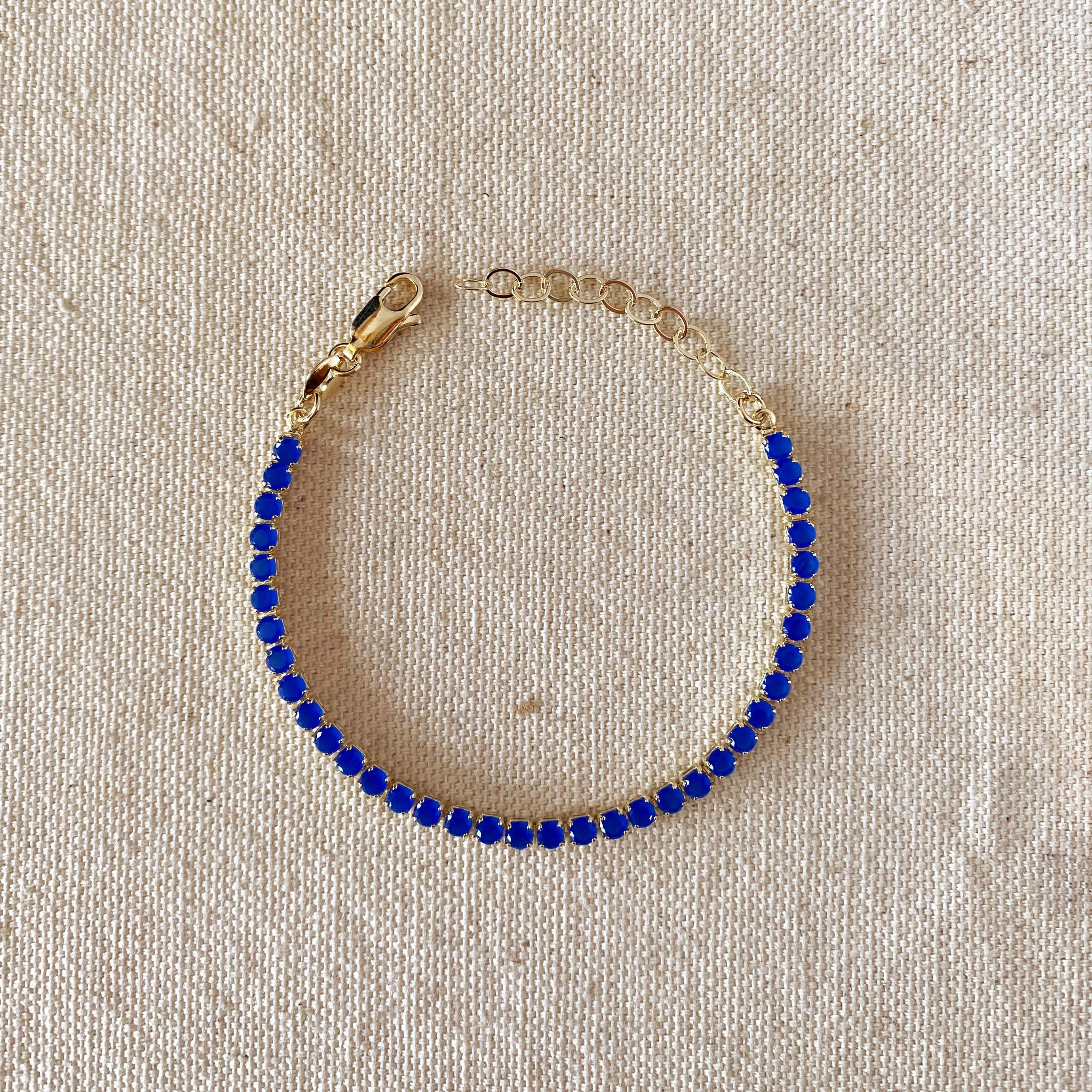 GoldFi - 18k Gold Filled 3mm Cubic Zirconia Royal Blue Bracelet