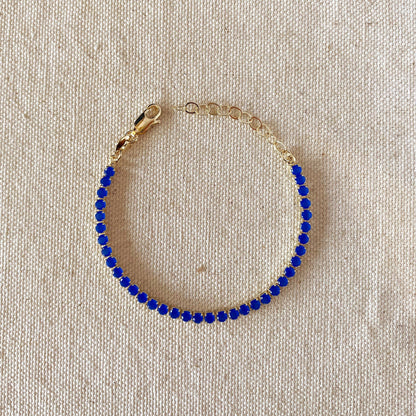 GoldFi - 18k Gold Filled 3mm Cubic Zirconia Royal Blue Bracelet