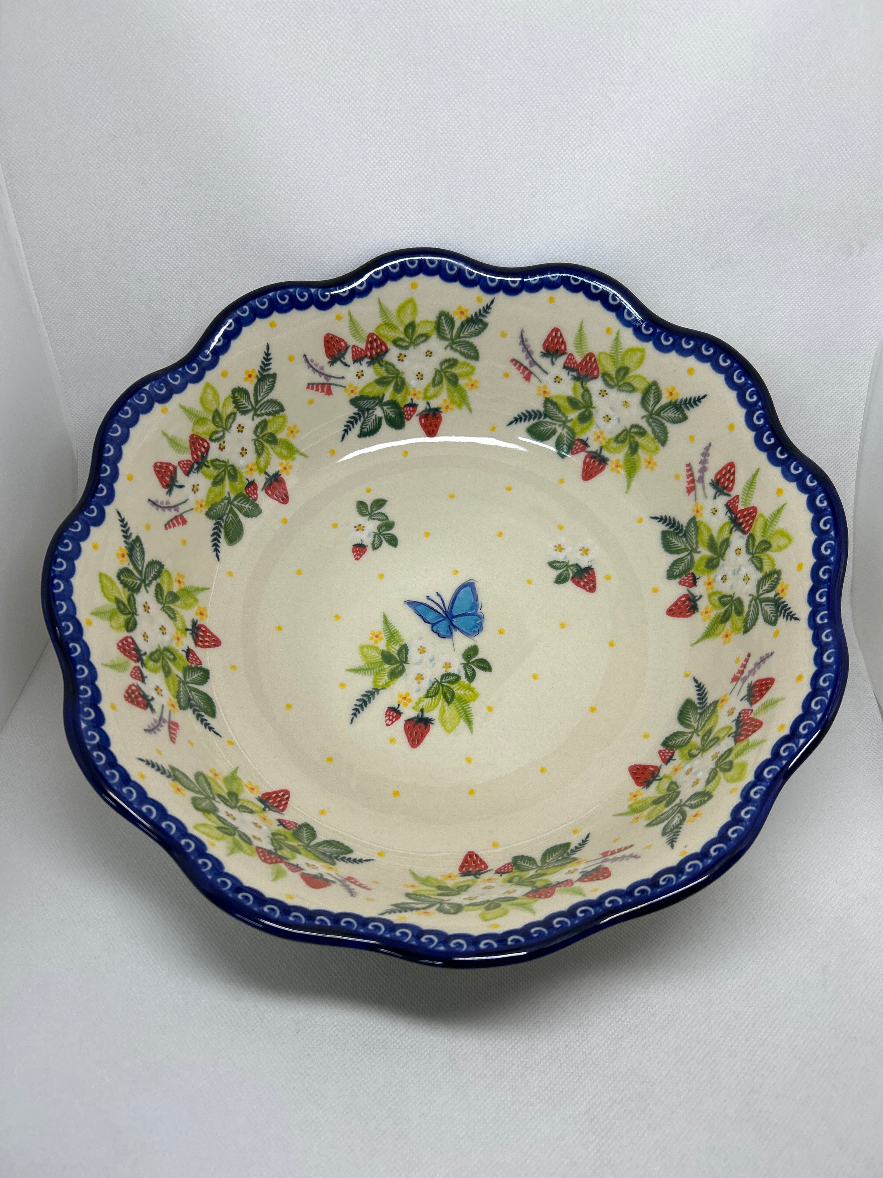 KALICH Strawberry Delight Wavy Bowl 12&quot;