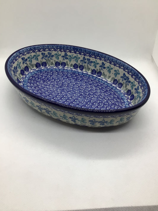 Blue Orchids Oval Baker 10.5"