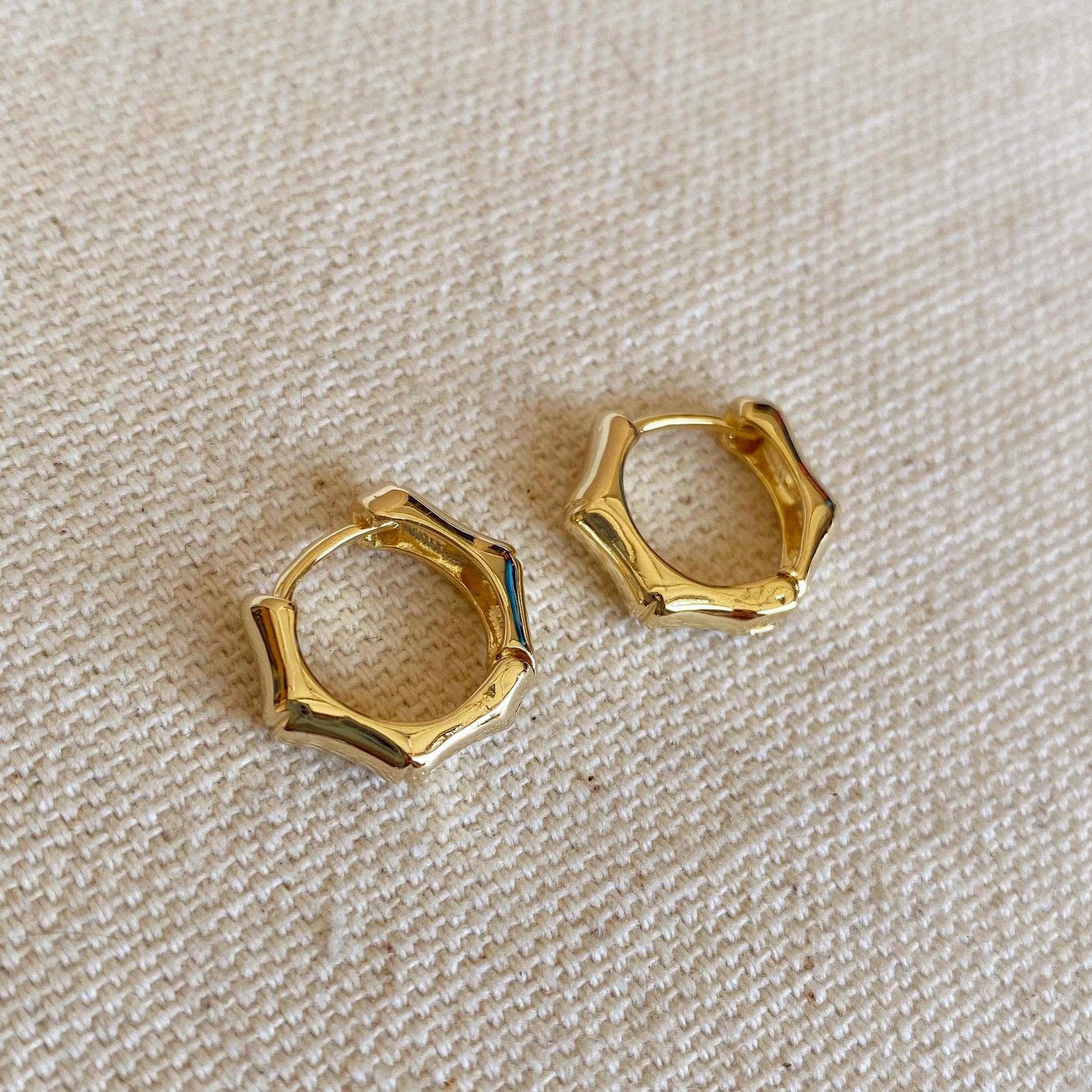 GoldFi - 18k Gold Filled Bamboo Clicker Hoop Earrings