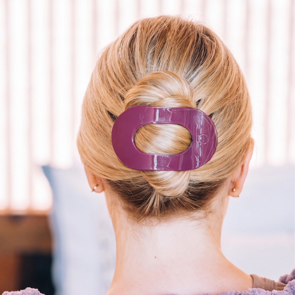 TELETIES - Mulberry Large Flat Round Hair Clip