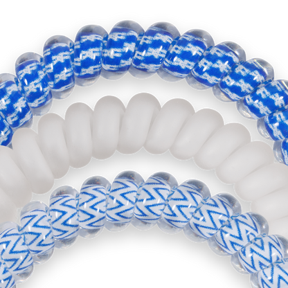 TELETIES - Spiral Hair Coils | Small | Go Big Blue! Hair Ties