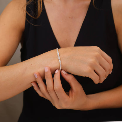GoldFi - 18k Gold Filled 3mm Baguette Cut CZ Tennis Bracelet