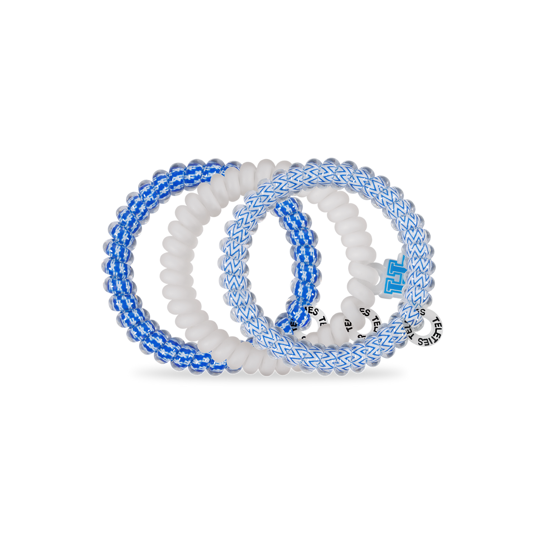 TELETIES - Spiral Hair Coils | Small | Go Big Blue! Hair Ties