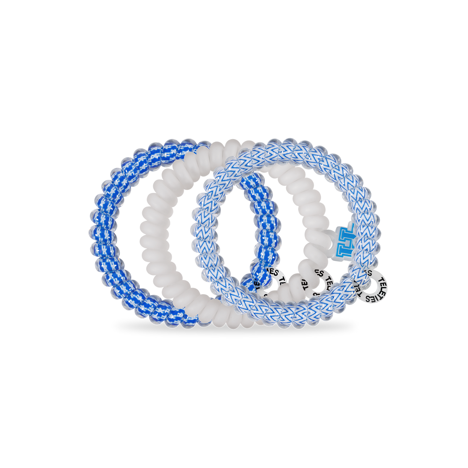 TELETIES - Spiral Hair Coils | Small | Go Big Blue! Hair Ties