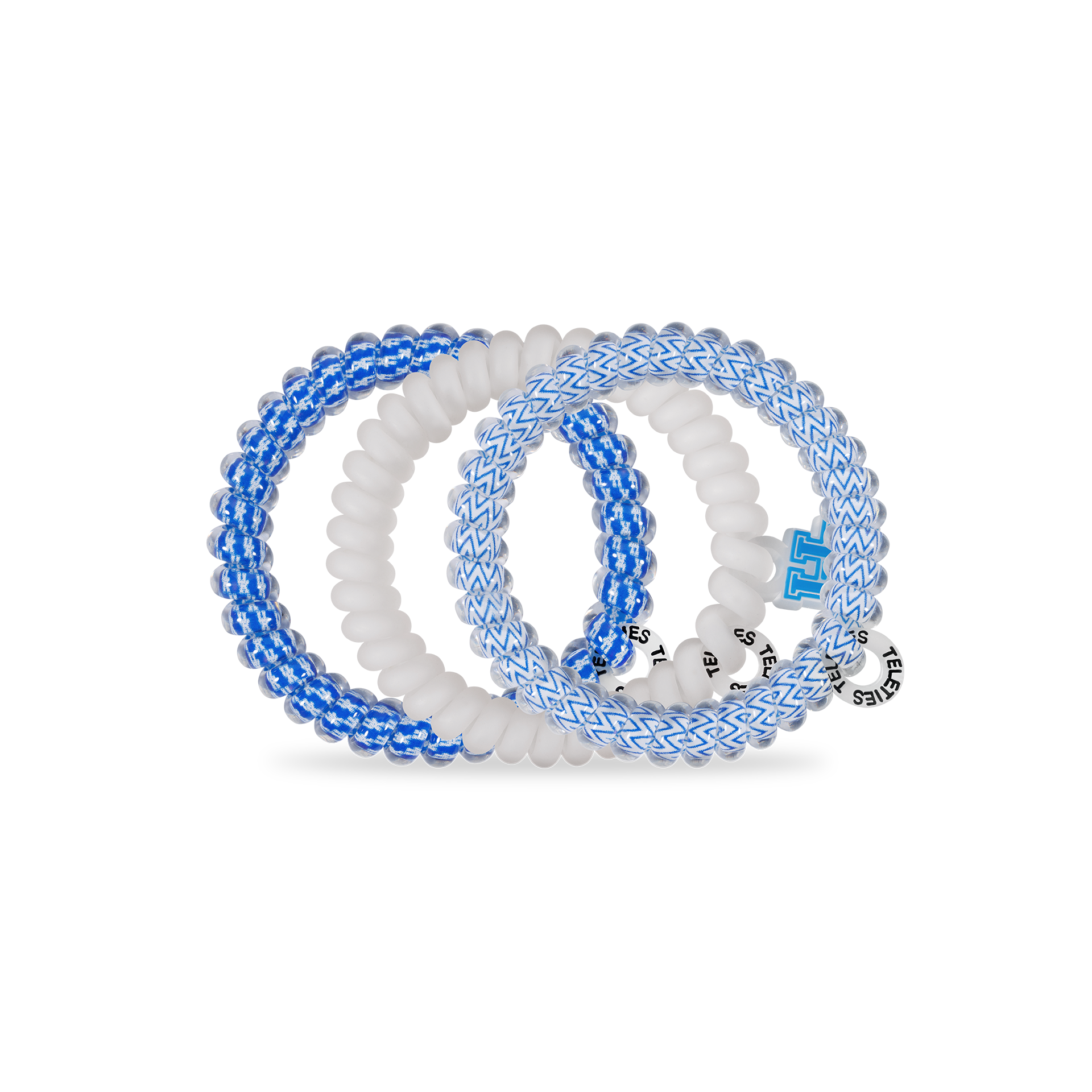 TELETIES - Spiral Hair Coils | Small | Go Big Blue! Hair Ties
