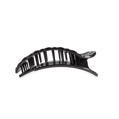 TELETIES - Flat Round Hair Clip | Medium | Jet Black Quilted