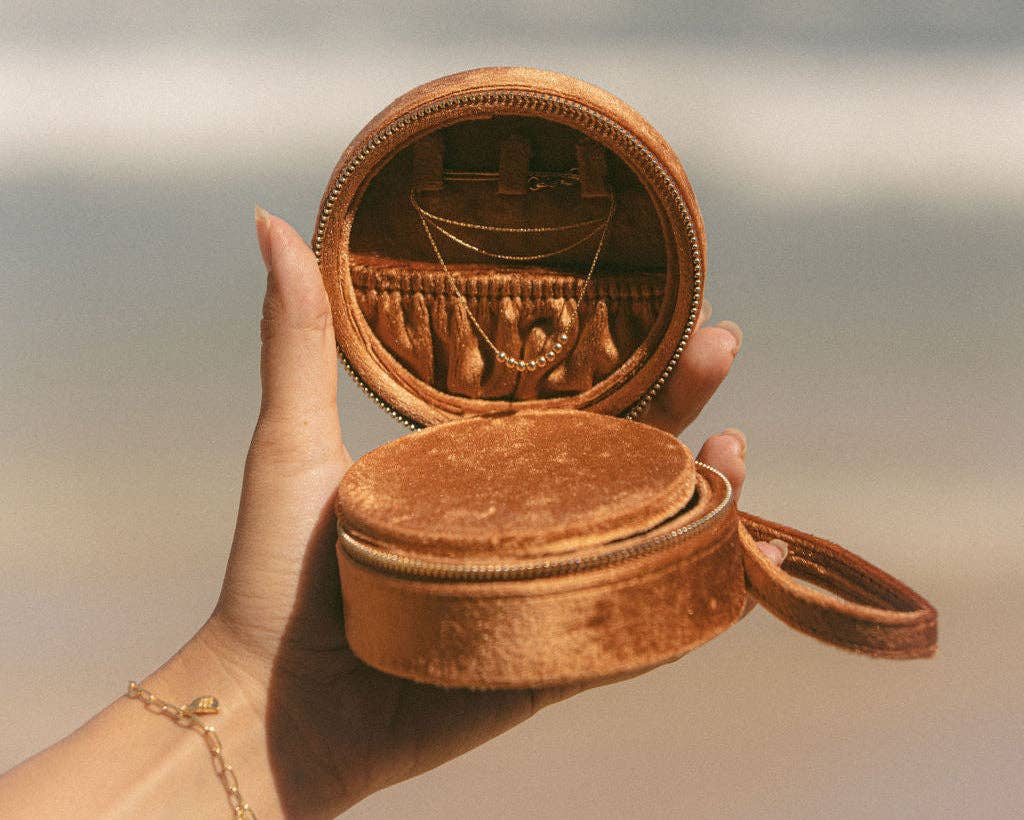 Round Velvet Jewelry Travel Case