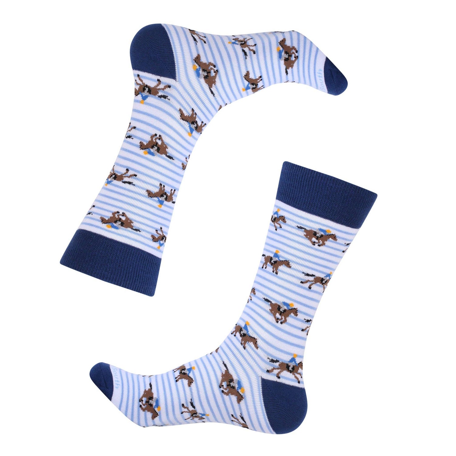 Barrel Down South - Blue Stripe Horse Racing Socks- No Text