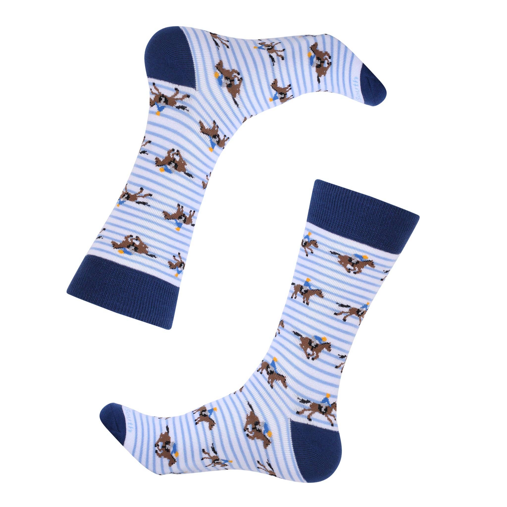 Barrel Down South - Blue Stripe Horse Racing Socks- No Text