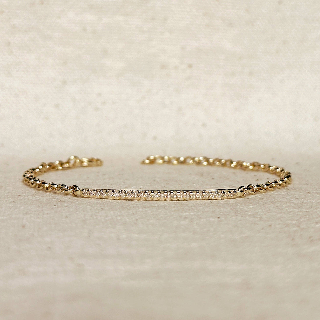 GoldFi - 18k Gold Filled 2mm CZ Bar Bracelet