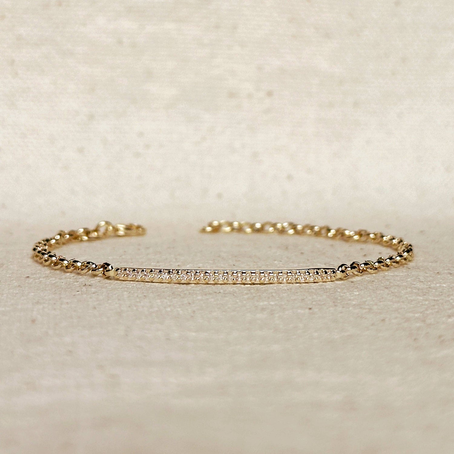 GoldFi - 18k Gold Filled 2mm CZ Bar Bracelet